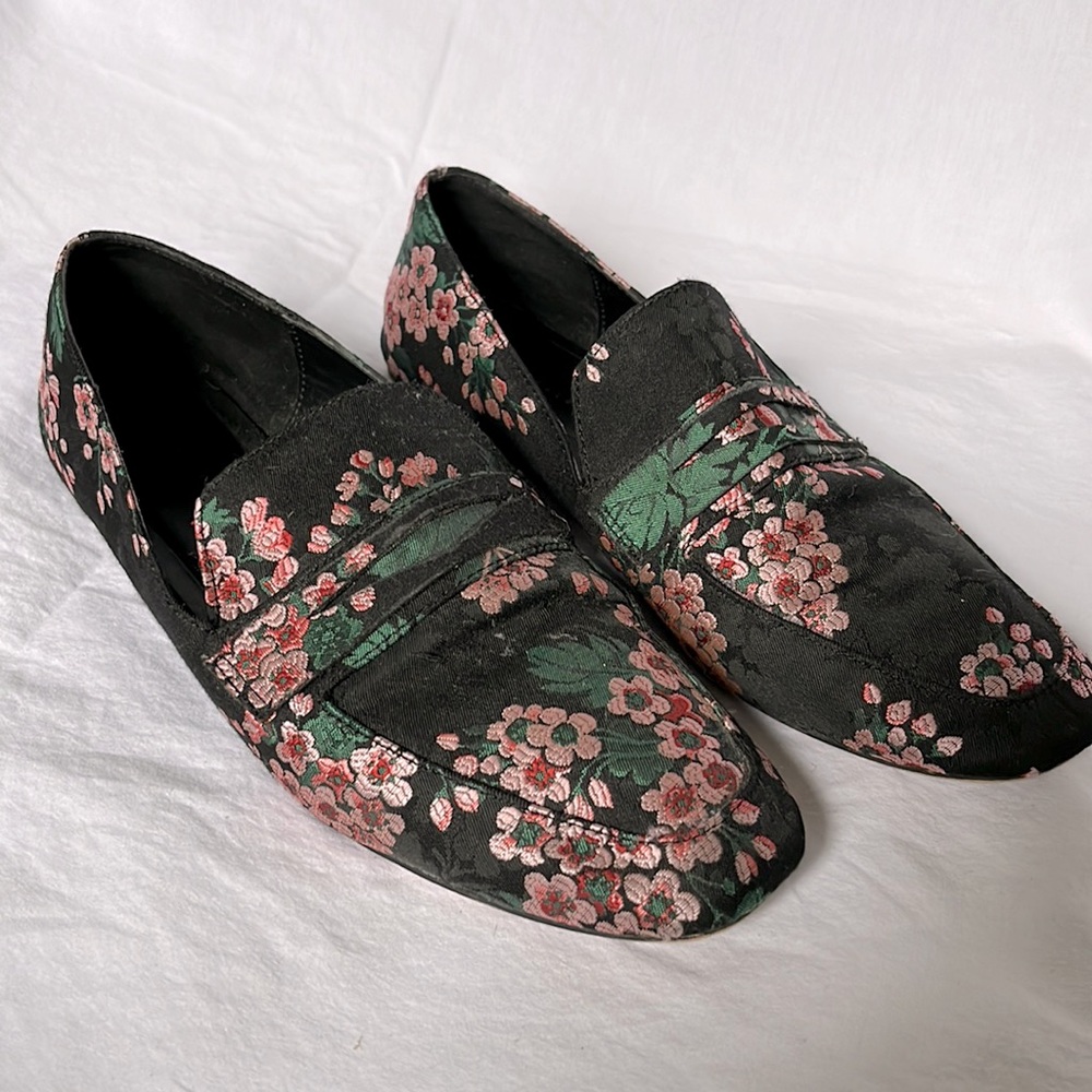 Zara cherry blossom print loafers